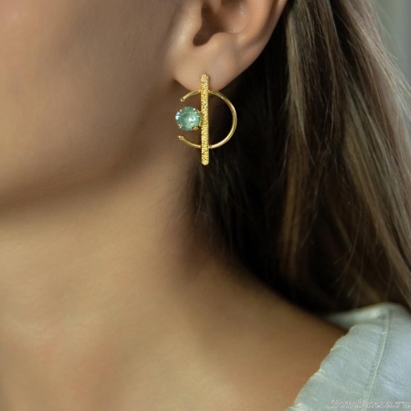 Серьги Catherine Bijoux, Half moon, с кристаллом, CB25.1-5356FG мятный