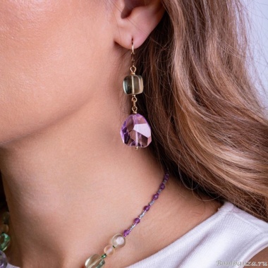 Серьги Lanzerotti, Ispirazione, аметист, флюорит, LZ-24.10-414 сиреневый Серьги Lanzerotti, Ispirazione, аметист, флюорит, LZ-24.10-414 сиреневый