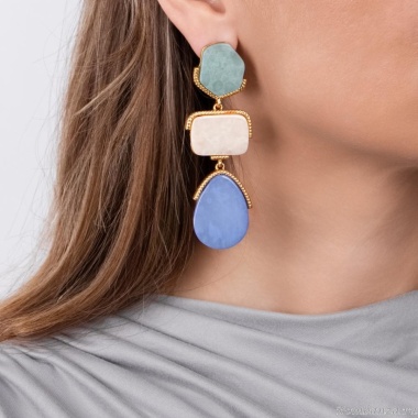 Серьги Moon Paris, с акриловыми вставками, Mo-Y24.06-027 голубой