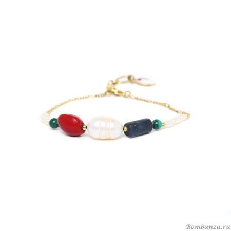 Браслет Nature Bijoux, Intuition, жемчуг, лазурит, малахит, семя шоколада, NB23.2-13-43070 белый