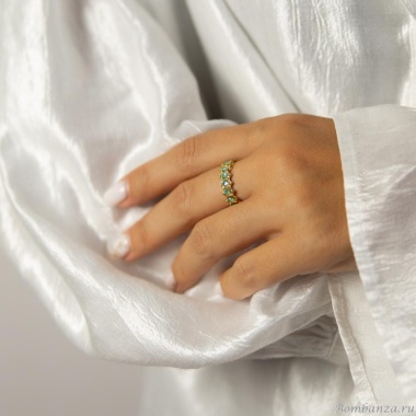 Кольцо Catherine Bijoux, Crystal's dance, разъемное, с кристаллами, CB25.1-5265DG бирюзовый