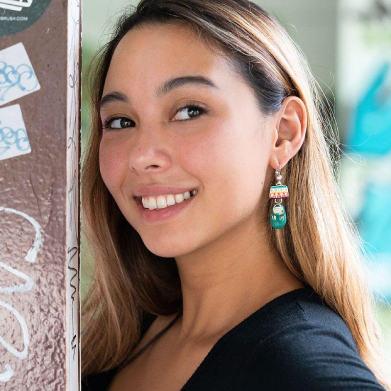 Серьги Taratata, Cannibalos, асимметричные, серебристые, с цветной эмалью и текстилем, TT-T20-50708-10M