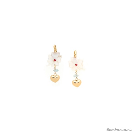 Серьги Franck Herval, Angelica, перламутр, аквамарин, кристалл Swarovski, FH25.2-12-69642 белый