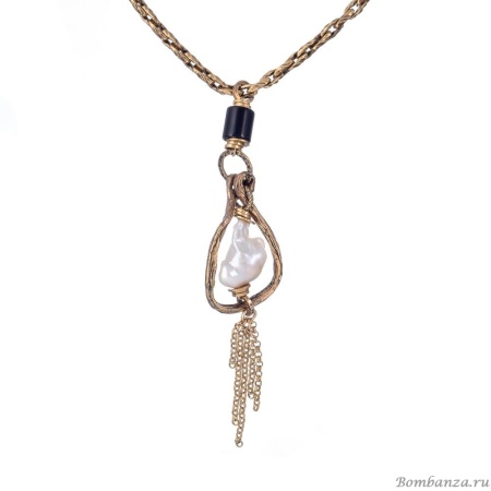 Колье Alcozer&J, с агатом и жемчугом, AL-C68BJ25-R белый