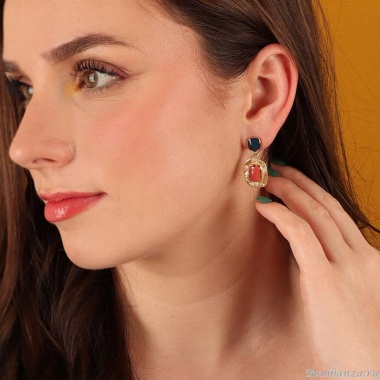 Серьги TARATATA, Joyeuse, асимметричные,с цветной смолой, бусинами, TT-H24-11916-20M золотистый Серьги TARATATA, Joyeuse, асимметричные,с цветной смолой, бусинами, TT-H24-11916-20M золотистый