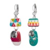 Серьги Taratata, Cannibalos, асимметричные, серебристые, с цветной эмалью и текстилем, TT-T20-50708-10M