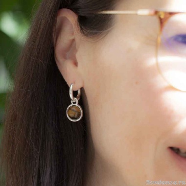 Серьги Fiore Luna, TIGER EYE, LE1115 BR/S, серебристые