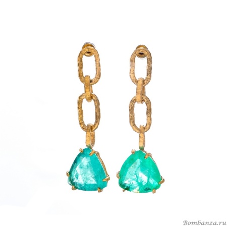 Серьги Estrosia, с изумрудным кристаллом, ES-ORO22-8A зеленый