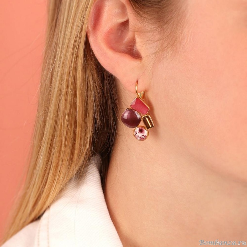 Серьги TARATATA, Manufacture, со смолой и стеклянными бусинами, TT-W23-01704-203 розовый Серьги TARATATA, Manufacture, со смолой и стеклянными бусинами, TT-W23-01704-203 розовый