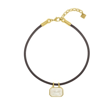 Колье VIDDA, Lily, кожаное, с кристаллом Swarovski, VD25.1-02085 хрустальный