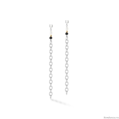 Серьги Coeur de Lion, Black-White, 1133/21-1314