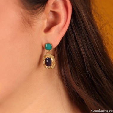 Серьги TARATATA, Joyeuse, асимметричные,с цветной смолой, бусинами, TT-H24-11917-20M золотистый Серьги TARATATA, Joyeuse, асимметричные,с цветной смолой, бусинами, TT-H24-11917-20M золотистый