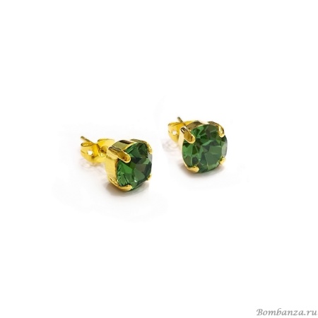 Пуссеты Catherine Bijoux, Crystal diva, с кристаллом, CB25.1-5284FG зеленый