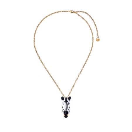 Колье Polina Firenze, зебра с кристаллами и эмалью, PF25.2-PE4283 белый