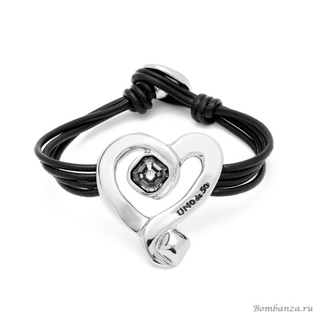 Кожаный браслет UNOde50 Ser Expresiva с черным кристаллом, с серебром PUL2542NGRMTL0M