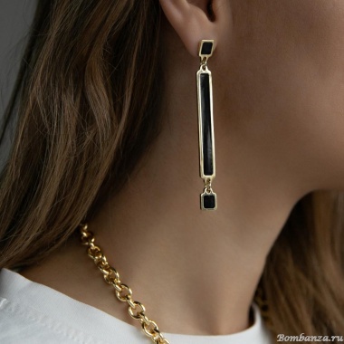 Серьги Francesca Bianchi, с эмалью, FB25.2-32D черный