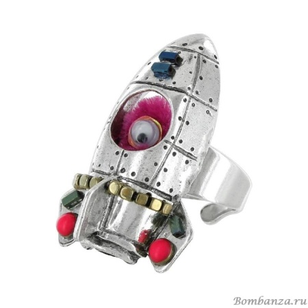 Кольцо Taratata, Spoutnik, разъемное, с цветной эмалью, стеклянными бусинами и текстилем, TT-H20-14428-10M (розовый)