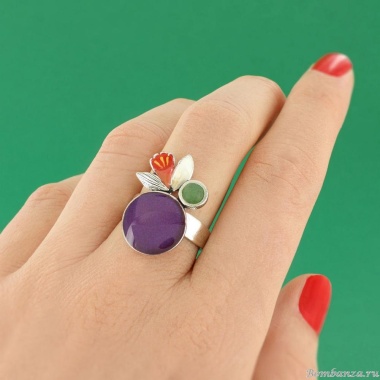 Кольцо TARATATA, Jonquille, цветная смола, агат, слюдяный порошок, TT-W24-01403-106 фиолетовый