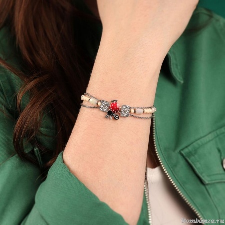 Браслет TARATATA, Chapardeuse, с цветной смолой, бусинами и нитью, TT-H24-07317-10M серебристый