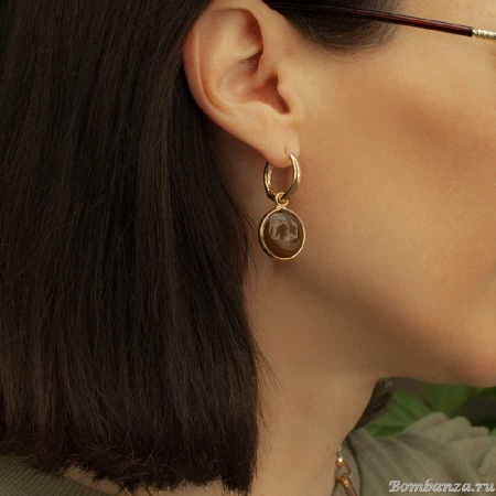 Серьги Fiore Luna, COFFE AGATE