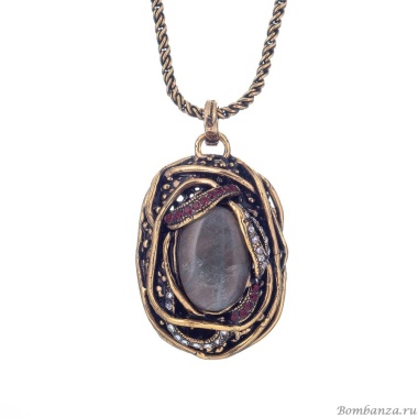 Колье Alcozer&J, лабрадорит, гранат, кристаллы Swarovski, AL2312-C138EP23 золотистый