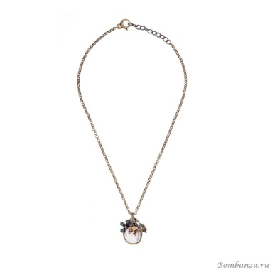 Колье Alcozer&J, жемчуг, изумруд, сапфир, Swarovski, AL2502-C68NA24 белый