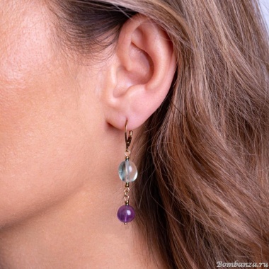 Серьги Lanzerotti, Ispirazione, флюорит, аметист, LZ-24.10-456 фиолетовый Серьги Lanzerotti, Ispirazione, флюорит, аметист, LZ-24.10-456 фиолетовый