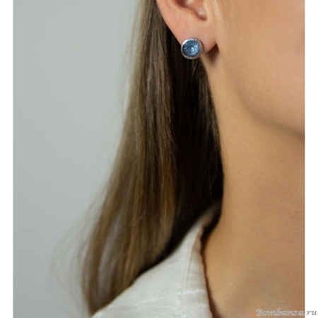 Пуссеты Catherine Bijoux, Half moon, с кристаллом, CB25.1-5355FS голубой