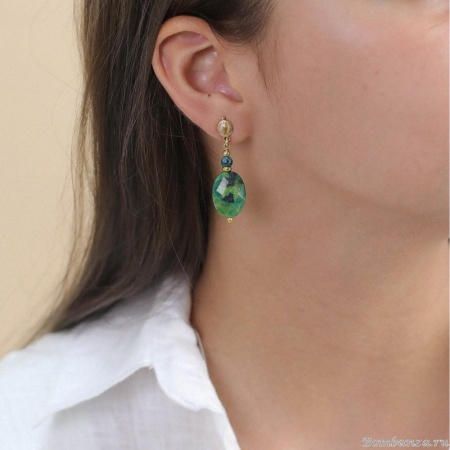 Серьги Nature Bijoux, Linapacan, с азуритом и хризоколлой, NB24.1-12-79377 зеленый Серьги Nature Bijoux, Linapacan, с азуритом и хризоколлой, NB24.1-12-79377 зеленый