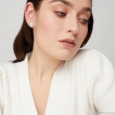 Пуссеты VIDDA, Waterfall, с жемчугом, VD25.2-00641 серебристый