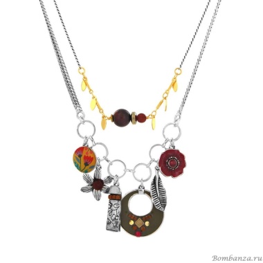 Колье TARATATA, Sirocco, со смолой, бусинами, стразами и агатом, TT-W24-07114-10M серебристый Колье TARATATA, Sirocco, со смолой, бусинами, стразами и агатом, TT-W24-07114-10M серебристый