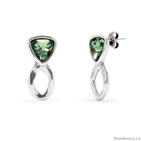Серьги UNOde50 Ser Camaleonica с зелеными кристаллами, с серебром PEN0980VRDMTL0U