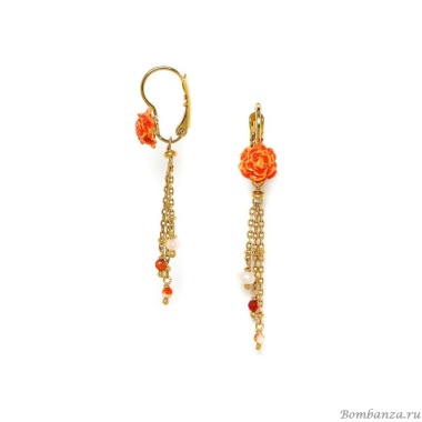 Серьги Franck Herval, Clea, цветок, агат, жемчуг, эмаль, FH23.2-12-68193 оранжевый