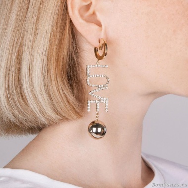 Серьги Moon Paris, Bohemia, асимметричные, Love с кристаллами, MB-21.07-040 золотистый Серьги Moon Paris, Bohemia, асимметричные, Love с кристаллами, MB-21.07-040 золотистый