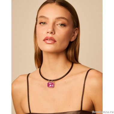 Колье VIDDA, Lily, кожаное, с кристаллом Swarovski, VD25.1-02084 голубой