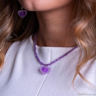 Колье Lanzerotti, Ispirazione, аметист, подвеска-сердце, LZ-24.10-449 фиолетовый