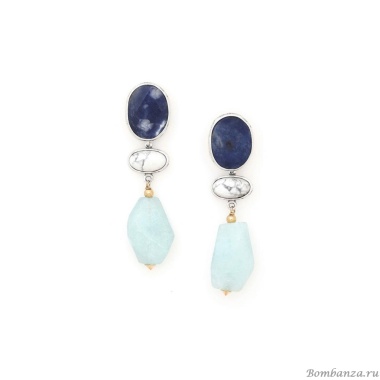 Серьги Nature Bijoux, Arctique, с содалитом, говлитом и аквамарином, NB25.1-12-90016 синий Серьги Nature Bijoux, Arctique, с содалитом, говлитом и аквамарином, NB25.1-12-90016 синий