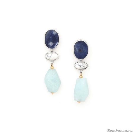 Серьги Nature Bijoux, Arctique, с содалитом, говлитом и аквамарином, NB25.1-12-90016 синий Серьги Nature Bijoux, Arctique, с содалитом, говлитом и аквамарином, NB25.1-12-90016 синий