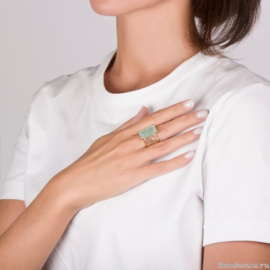 Кольцо Estrosia, с кристаллом, ES-ANZ19 аквамариновый, 17 Кольцо Estrosia, с кристаллом, ES-ANZ19 аквамариновый, 17
