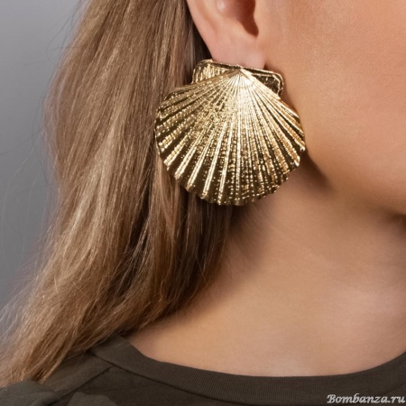 Серьги Moon Paris, в форме ракушки, Mo-Y25.02-005 золотистый