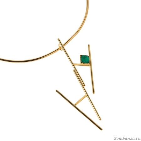 Колье Katerina Vassou, Cameron, гривна с малахитом, KV23-306476G зеленый