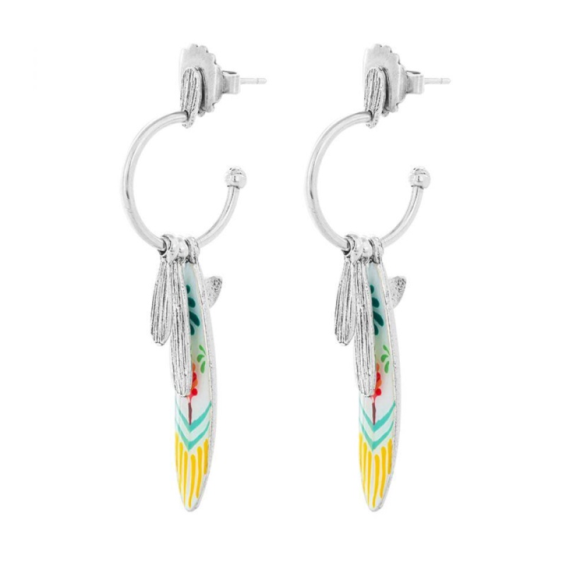 Серьги Taratata, La vague, полукольца, серебристые с цветной эмалью, TT-E20-03915-10M