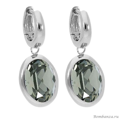 Серьги Qudo, Creole TIVOLA small S black diamond, 310530 BW/S Серьги Qudo, Creole TIVOLA small S black diamond, 310530 BW/S