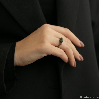 Кольцо Lanzerotti, Elisir, стрейч, турмалин,зеленый гранат, гематит, LZ-25.10-337 зеленый