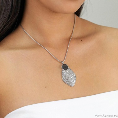 Колье ORI TAO, Tortuga, текстурированный металл, с перламутром, OT24.1-15-31643 серебристый