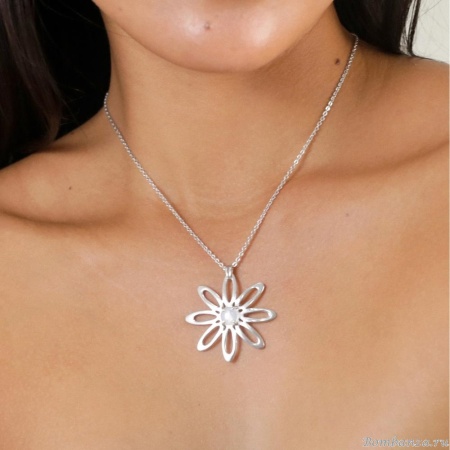 Колье ORI TAO, Bloom, цветок с перламутром, OT25.2-15-31947 серебристый