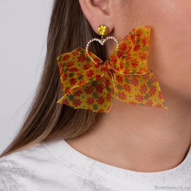 Серьги Moon Paris, Ringo Queen, асимметричные, бант, кристаллы, MRQ-24.05-006 желтый