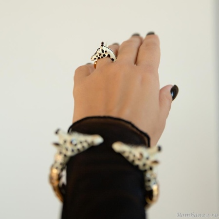 Кольцо Polina Firenze, незамкнутое, жираф с эмалью, PF25.2-AN2510 бежевый