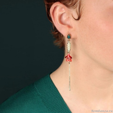 Серьги TARATATA, Fuchsia, смола, стеклянные бусины, золотая краска, TT-E25-02919-20M золотистый