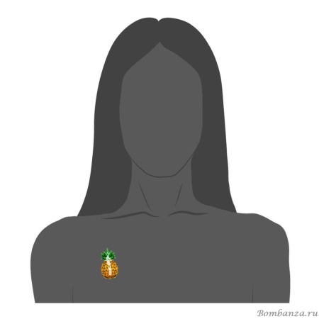 Брошь Moon Paris, ананас, цветная эмаль,, C&C-BC14037 Брошь Moon Paris, ананас, цветная эмаль,, C&C-BC14037